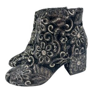 ALDO! GORGEOUS BLACK VELVET W/GOLD EMBROIDERY, MICRO SEQUINS BOOTS! SZ 6M
